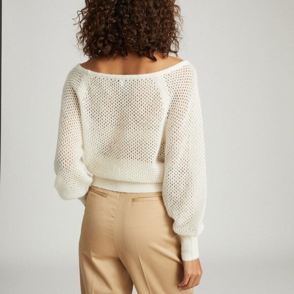 REISS Laurie Open-Knit Alpaca-Wool Blend Women's Off Shoulder Sweater Size XS - Picture 2 of 11